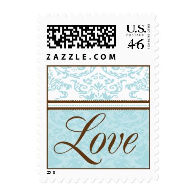 Aqua & Brown Love Small Postage