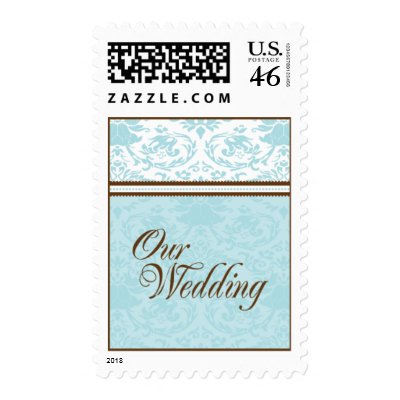 Aqua & Brown Our Wedding Medium Postage by twoheartsshoppe