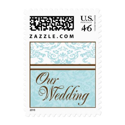 Aqua & Brown Our Wedding Small Postage by twoheartsshoppe