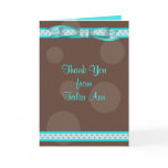 Aqua & Brown Polka Dot Bat Mitzvah Thank You Card