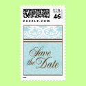 Aqua & Brown Save The Date Medium Postage postage