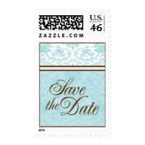 Aqua & Brown Save The Date Medium Postage postage