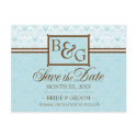 Aqua & Brown Save The Date Postcard