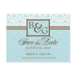 Aqua &amp; Brown Save The Date Postcard