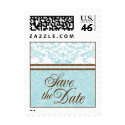 Aqua & Brown Save The Date Small Postage postage by twoheartsshoppe Aqua & Brown Save The Date Small Postage postage
