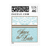 Aqua & Brown Save The Date Small Postage