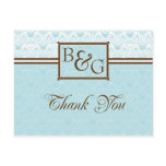 Aqua & Brown Thank You Postcard