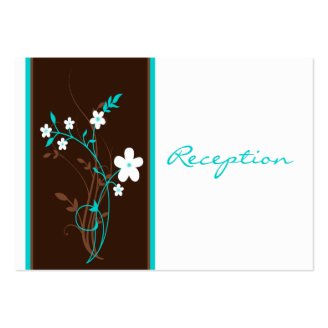 Aqua Brown White Floral Reception Enclosure Card Business Cards