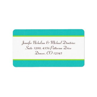 Aqua, Brown, White, Green Address Label label