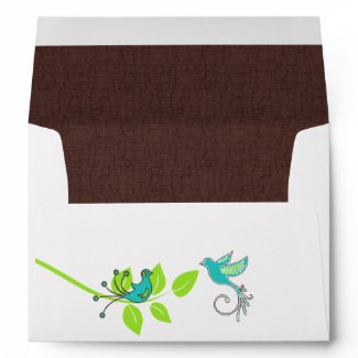 Aqua Brown White Green Envelope for 5