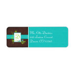 Aqua, Brown, White, Green Monogram Address Label