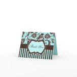 Aqua, Brown, White Striped Thank You Note Card