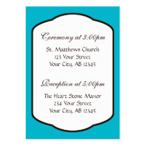 Aqua Brown & White Wedding Guest Reference Cards Business Card Template