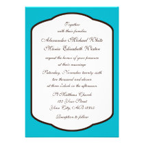 Aqua Brown & White Wedding Invitations