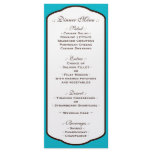 Aqua Brown & White Wedding Reception Menus rack cards