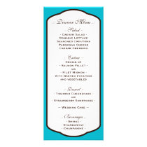 Aqua Brown & White Wedding Reception Menus Rack Card