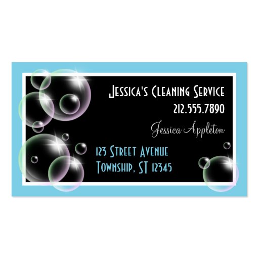 Aqua Bubbles Cleaning Service Business Cards (front side)