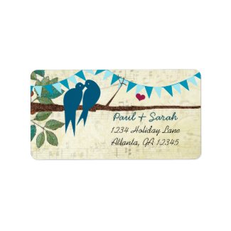 Aqua Bunting Vintage Love Birds