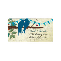 Aqua Bunting Vintage Love Birds Damask Hills Custom Address Labels