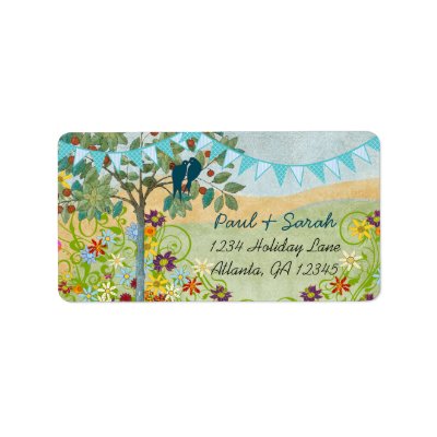 Aqua Bunting Vintage Love Birds Damask Hills Labels