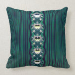 Aqua Butterflies and Stripes Fractal Throw Pillow