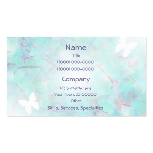 Aqua Butterflies Business Card (front side)