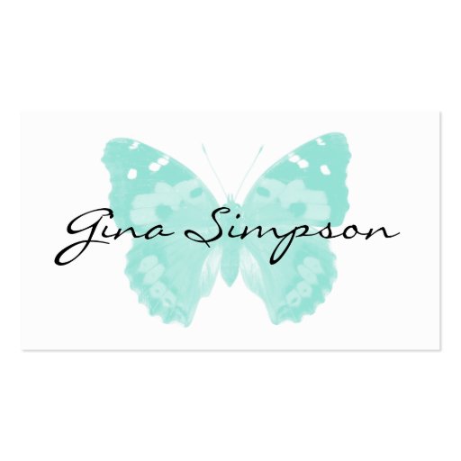 Aqua Butterfly Personalized Business Cards (front side)