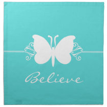 Aqua Butterfly Swirls Napkins