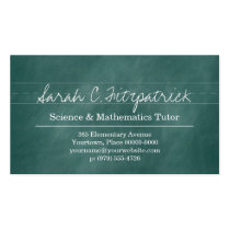 Aqua Chalkboard Teacher Tutor business cards
