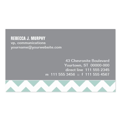 Aqua Chevron Business Card Template (back side)