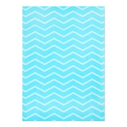 Aqua Chevron Stripes Wedding Invitations