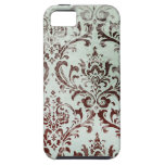 Aqua Chocolate Vintage Damask iPhone 5 Covers