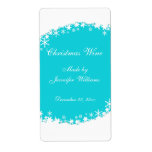 Aqua Christmas Wine Label