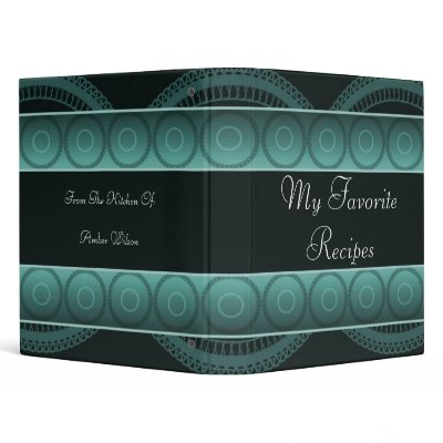 Aqua Circles Recipe Book 3 Ring Binders by jade426