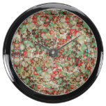 Aqua Clock  Pebbles Pearls Background Colorful