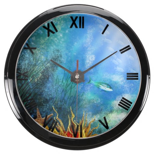 aqua clock tropical fish clock tank Zazzle