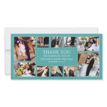 AQUA COLLAGE | WEDDING THANK YOU CARD PICTURE CARD
