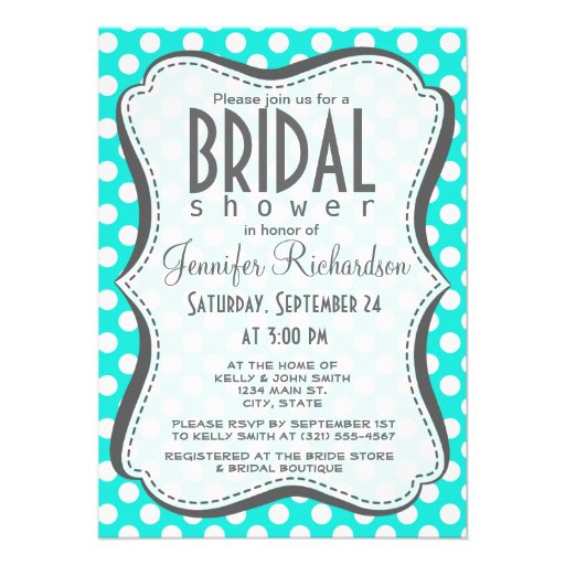 Aqua Color Polka Dots Personalized Invite