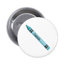 Aqua Crayon Pinback Button