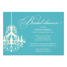AQUA & CREAM CHANDELIER | BRIDAL SHOWER INVITE