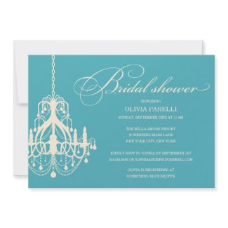 AQUA & CREAM CHANDELIER | BRIDAL SHOWER INVITE invitation