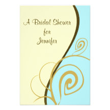 Aqua Cream Swirl Bridal Shower Invitation