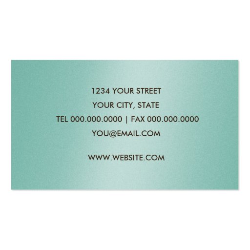 Aqua Crystals and Lace Business Card (back side)