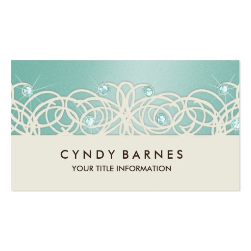 Aqua Crystals and Lace Business Card