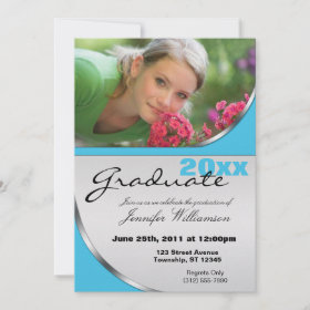 Aqua Curves Photo Graduation Invitations zazzle_invitation