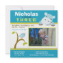 Aqua Custom Hippo & Birdie Birthday Party Invite