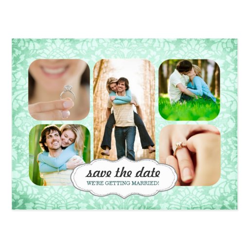 Aqua Custom Photo Save The Date Postcard