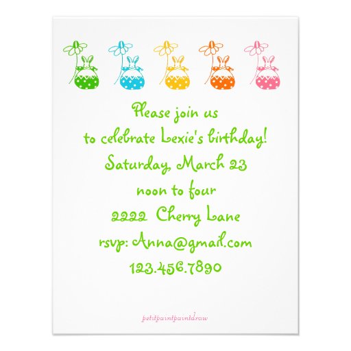 Aqua Daisy Bunny birthday invitation