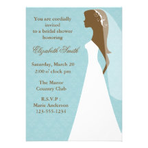Aqua Damask and Bride Invitations