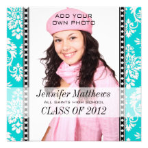 Aqua Damask Class of 2012 Graduation Invite
